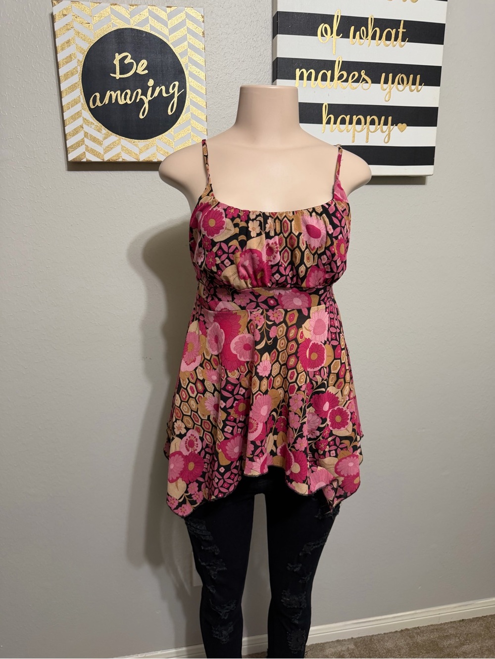Self Esteem Pink Floral Spaghetti-Strap Camisole